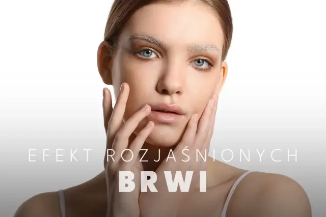 Delikatna twarz z rozjaśnionymi brwiami, podkreślająca subtelny efekt zabiegu.