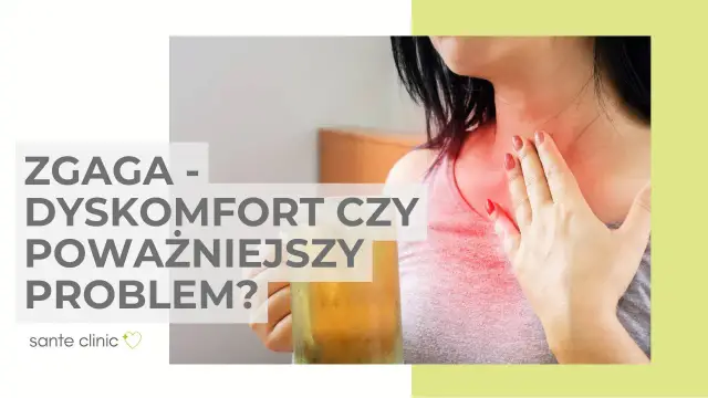 Kobieta z ręką na klatce piersiowej, odczuwająca pieczenie. Czy to zgaga, czy przełyk Barretta objawy?