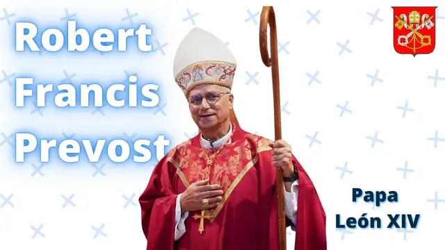 Robert Francis Prevost, Papa León XIV, w czerwonej szacie i mitrze, z pastorałem. Zastanawiamy się, skąd pochodzi papież.