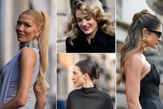 Elegancka fryzura okolicznościowa: wysoki kucyk, fale w stylu retro, upięcie z tyłu głowy i luźny kok.