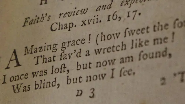 Amazing grace lyrics: "Mazing grace! (how fweet the for... I once was lost, but now am found, Was blind, but now I see.