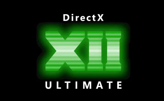 Logo DirectX 12 Ultimate z zielonym, świecącym napisem XII.