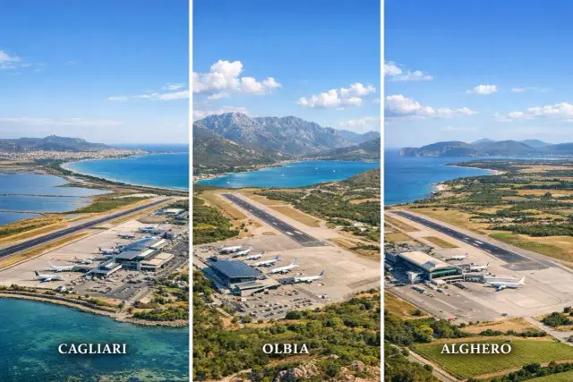 Trzy lotniska na Sardynii: Cagliari, Olbia, Alghero. Idealne miejsca na wycieczki samolotem nad Jezioro Garda.