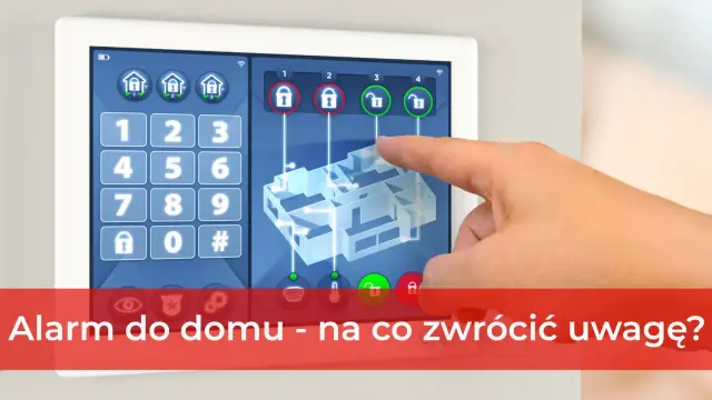 Palec dotyka ekranu panelu sterowania alarmem domowym, pokazując ranking najlepszych systemów alarmowych do domu ranking bezprzewodowych zestawów.