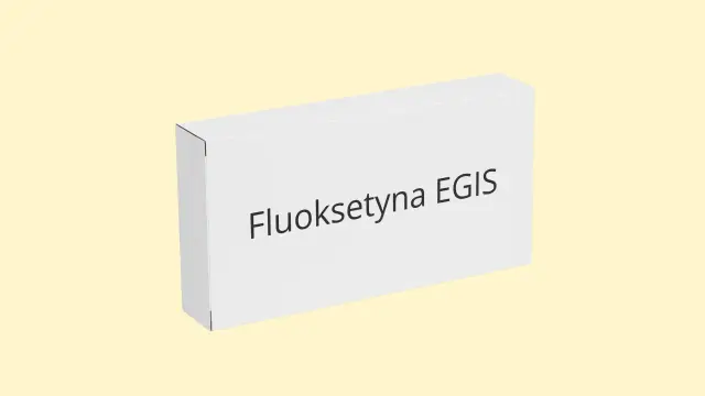 Opakowanie leku Fluoksetyna Egis 20 mg na jasnym tle.