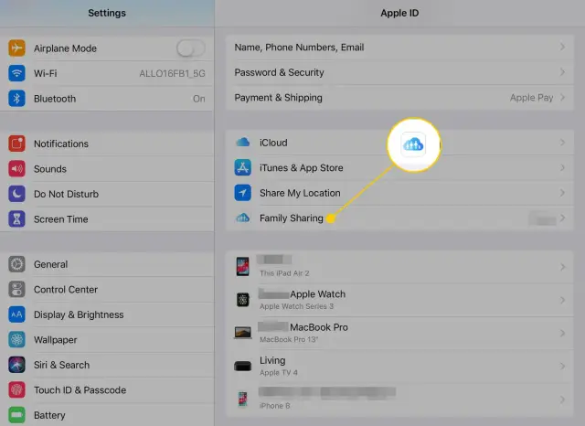 Ustawienia Apple ID, sekcja Family Sharing. Tu znajdziesz opcje jak wylogować się z Family Link.