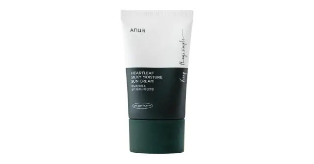 Krem Anua Heartleaf Silky Moisture Sun Cream SPF 50+ PA++++, nawilżający i chroniący skórę.