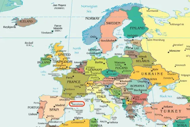 Gdzie jest Barcelona? Na mapie Europy, w Hiszpanii, na wybrzeżu Morza Śródziemnego.