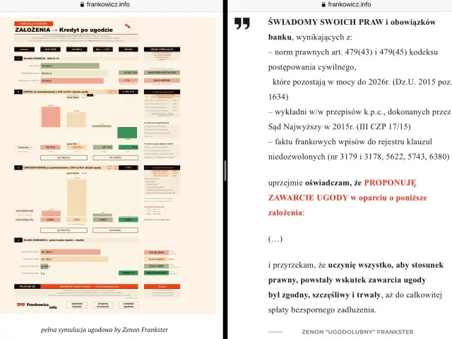 Symulacja ugody kredytu frankowego: porównanie spłaty z bankiem, ugody i wyroku. Analiza ryzyka i korzyści.