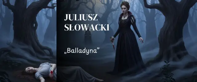 Balladyna, królowa z koroną i zakrwawionym sztyletem, stoi nad martwą siostrą. Krótkie streszczenie tej tragedii.
