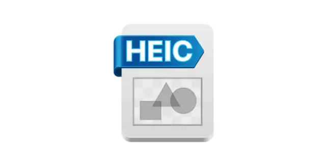 Ikona pliku HEIC z geometrycznymi kształtami w środku.