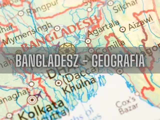 Mapa pokazuje, gdzie jest Bangladesz, z zaznaczonymi miastami jak Dhaka i Khulna.