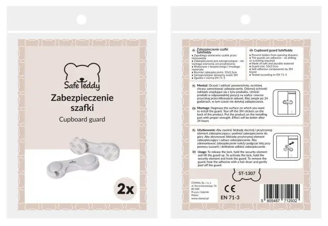 Zabezpieczenie szafy przesuwnej przed kotem: proste w montażu, samoprzylepne blokady Safe Teddy. Skuteczna ochrona przed ciekawskimi łapkami.