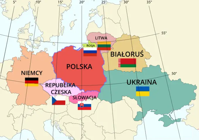 Z kim graniczy Polska na wschodzie? Ukraina, Białoruś, Rosja, Litwa