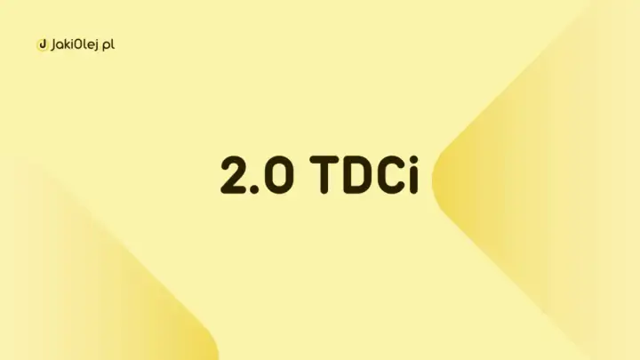 Logo JakiOleje.pl i napis "2.0 TDCi". Idealny olej do Twojego Forda Kuga 2.0 TDCI.