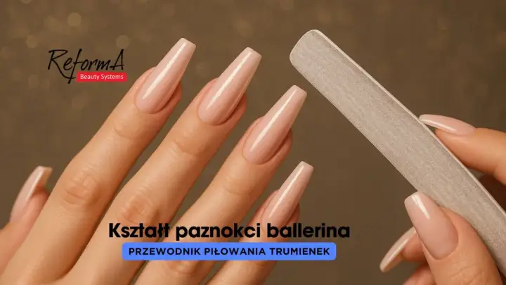Dłonie z idealnymi paznokciami ballerina, gotowe do nadania kształtu pilnikiem.