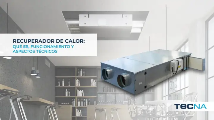 Un recuperador de aire moderno, compacto y eficiente, ideal para optimizar la climatización de espacios interiores.