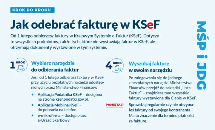 Jak odebrać fakturę w KSeF? Wybierz narzędzie, wyszukaj fakturę. KSeF to system do odbioru faktur.