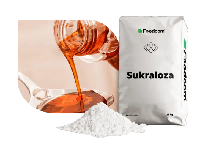Słodzik sukraloza w proszku i płynie. Opakowanie Foodcom 25 kg.