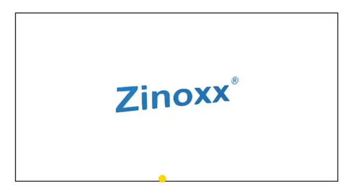 Niebieski napis Zinoxx z symbolem ® na białym tle.