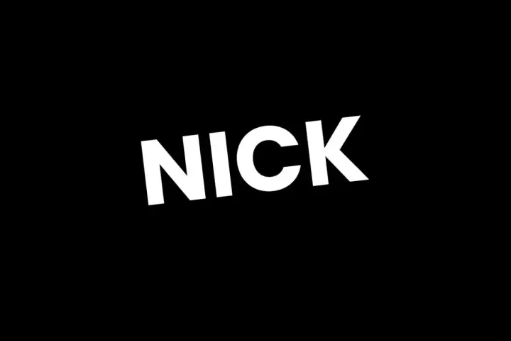 Biały napis "NICK" na czarnym tle. Idealne krótkie nicki do gier, które zapadają w pamięć.