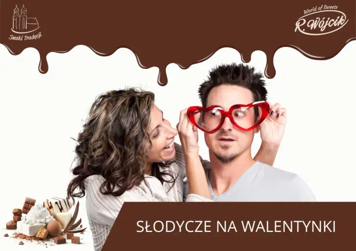 Para przygotowuje się do Walentynek, otoczona pysznymi słodyczami. Ona zakłada mu okulary w kształcie serca, a on patrzy zaskoczony.