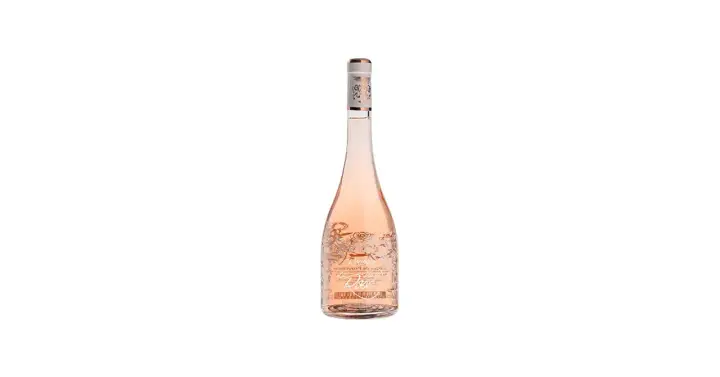 Bottiglia di vino rosato con etichetta decorata, un classico tra i vini Provenza.