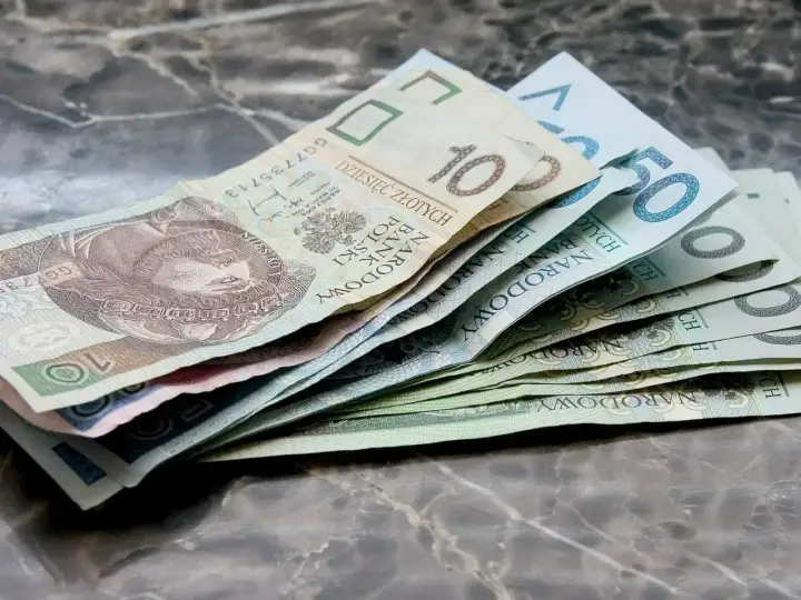 Złotówki na marmurowym tle. Myśląc o przyszłości, warto rozważyć rentę chorobową po 50 roku życia.