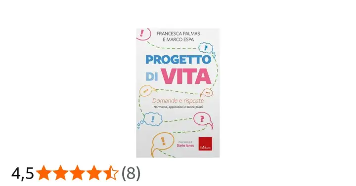 Copertina libro "Progetto di Vita" di Palmos e Espa. Un testo che esplora il progetto individuale, con domande e risposte, normative e buone prassi, ispirato dalla legge 328 del 2000.
