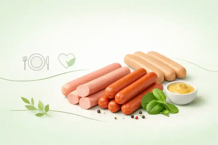 Różne rodzaje parówek, musztarda i liście szpinaku. Czy parówki są lekkostrawne? Zadbaj o zdrowie z naszymi produktami.