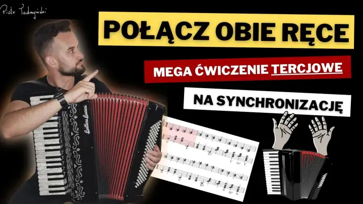 Piotr Padmyński pokazuje, jak zagrać "Sto lat" na pianinie, ćwicząc synchronizację rąk.