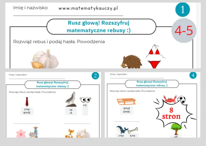 Rebusy matematyczne do druku dla dzieci - z odpowiedziami!