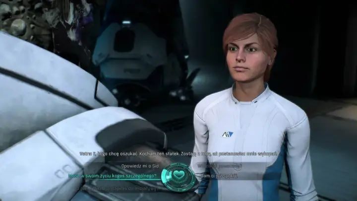 Vetra rozmawia z graczem o swoich uczuciach, sugerując potencjalne **Mass Effect Andromeda romanse**.