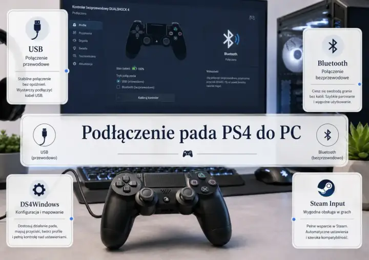 Jak podłączyć pada PS4 do PC? USB, Bluetooth i DS4Windows