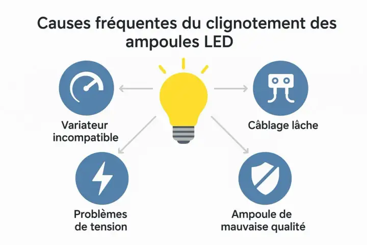 Plafonnier LED qui clignote - causes et solutions simples