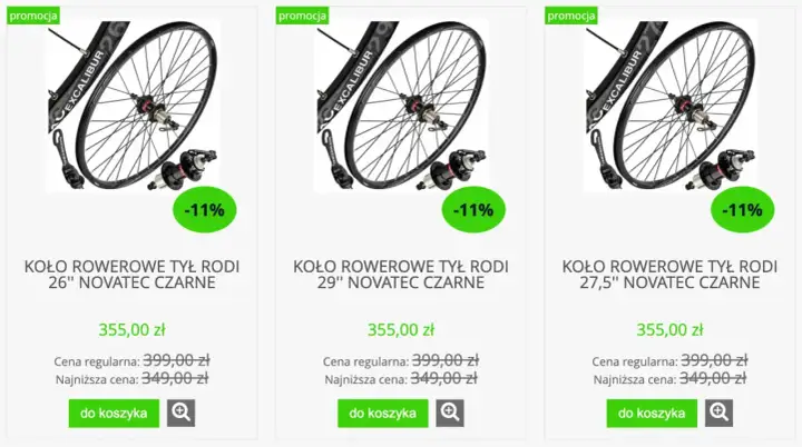 Koła rowerowe tylne Excalibur w rozmiarach 26", 27,5" i 29". Sprawdź aktualny rozmiar kol rower i cenę.
