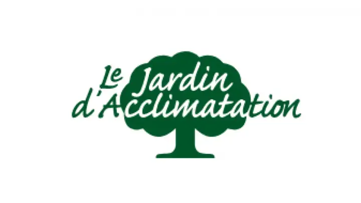 Logo du parc d'acclimatation avec un arbre stylisé et le texte "Le Jardin d'Acclimatation" en vert.