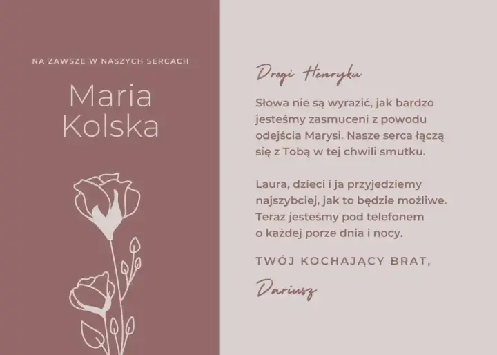 Na pogrzebie Marysi, Dariusz pisze do Henryka: "Słowa nie są wyrazić, jak bardzo jesteśmy zasmuceni z powodu odejścia Marysi.