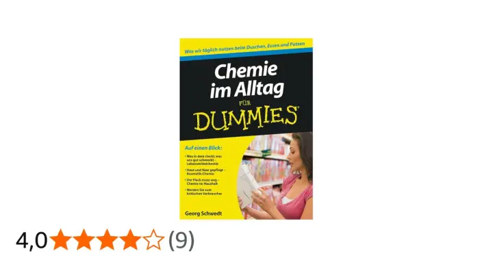 Buchcover "Chemie im Alltag für Dummies" erklärt, wie wir täglich Chemie beim Duschen, Essen und Putzen nutzen.