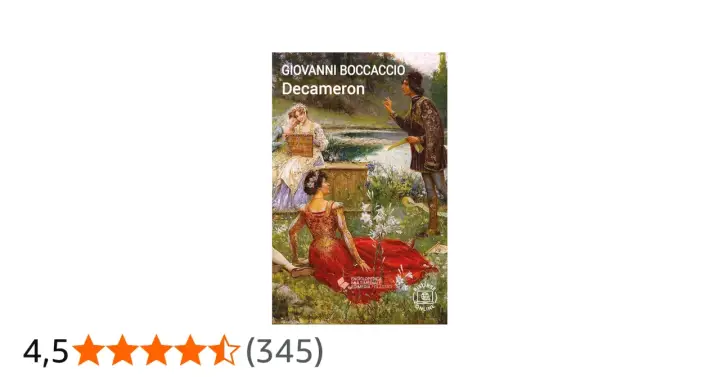 Il Decameron Giovanniego Boccaccia, z malowniczą sceną w tle, opowiada historie o miłości i życiu.