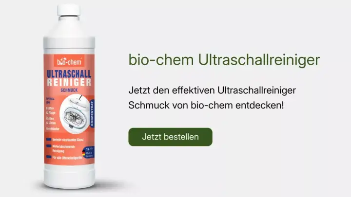 bio-chem Ultraschallreiniger für Schmuck. Perfekt für Ketten, Ringe, Brillen und Uhren. Für strahlenden Glanz und schonende Reinigung.