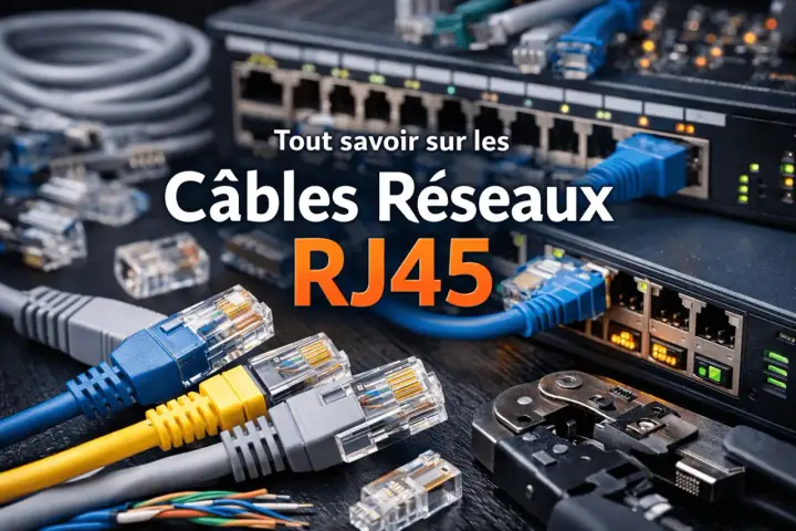 Diversité des câbles réseau RJ45, avec des connecteurs transparents et colorés, prêts à être branchés sur des switchs.