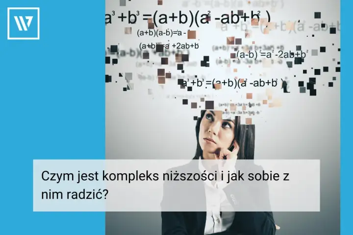Kobieta zmagająca się z myślami, jakby rozwiązywała skomplikowane równania. Może to symbolizować walkę z kompleksem niższości, o którym pisał Alfred austriacki psychiatra.