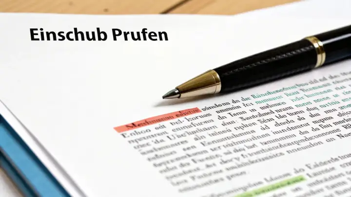 Ein Fülltext mit markierten Sätzen, der die Verwendung von Infinitivgruppen zur Überprüfung des Textes zeigt.