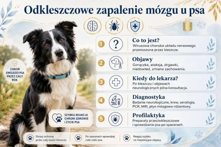 Pies rasy border collie z informacjami o chorobach odkleszczowych u psa: objawy, diagnostyka i profilaktyka.