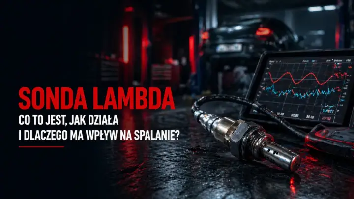 Sonda lambda: co to jest, jak działa i dlaczego ma wpływ na spalanie? Widok warsztatu samochodowego z częścią i ekranem diagnostycznym.