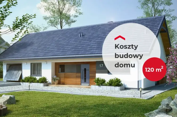 Nowoczesny dom jednorodzinny z drewnianą elewacją i dachem z ciemnej dachówki.