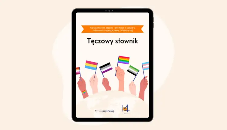 Tęczowy słownik wyjaśnia, transpłciowość co to. Różne flagi symbolizują tożsamości LGBTQIA+.