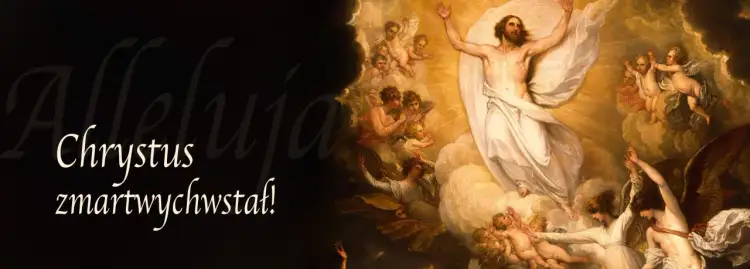Chrystus zmartwychwstał! Wniebowstąpienie Jezusa otoczonego przez anioły, symbolizujące triumf i nadzieję.