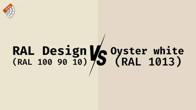 Porównanie kolorów: RAL Design (RAL 100 90 10) kontra Oyster white (RAL 1013).